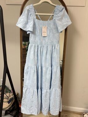 Light Blue Floral Midi Dress